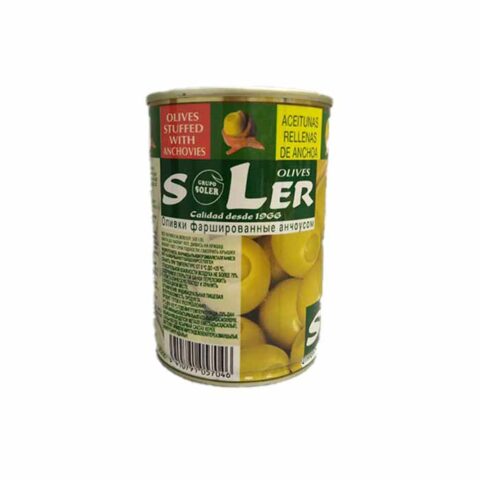 Оливки Испания "Soler" зелёные, фаршированные анчоусом, 280 г