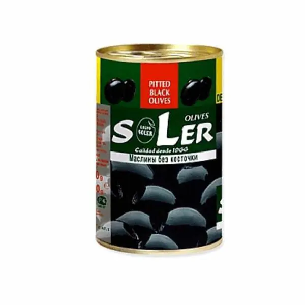 Оливки Испания “Soler” чёрные без косточки, 280 г