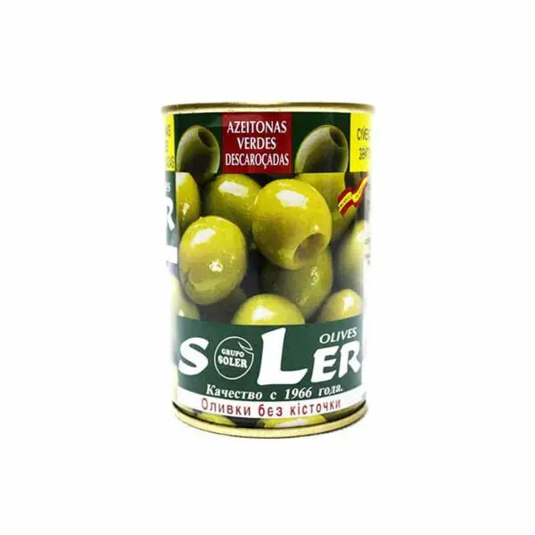 Оливки Испания “Soler” зелёные без косточки, 280 г