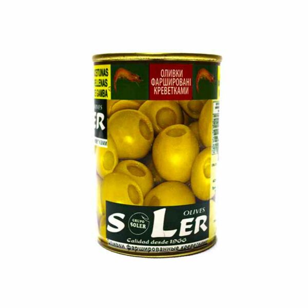 Оливки Испания “Soler” зелёные, фаршированные креветкой, 280 г