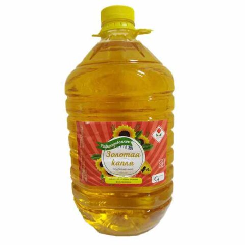 Масло подсолнечное "Золотая капля", рафинированное, 5 л