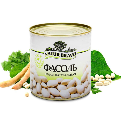 Консервы "Natur Bravo" фасоль натуральная 425 мл.